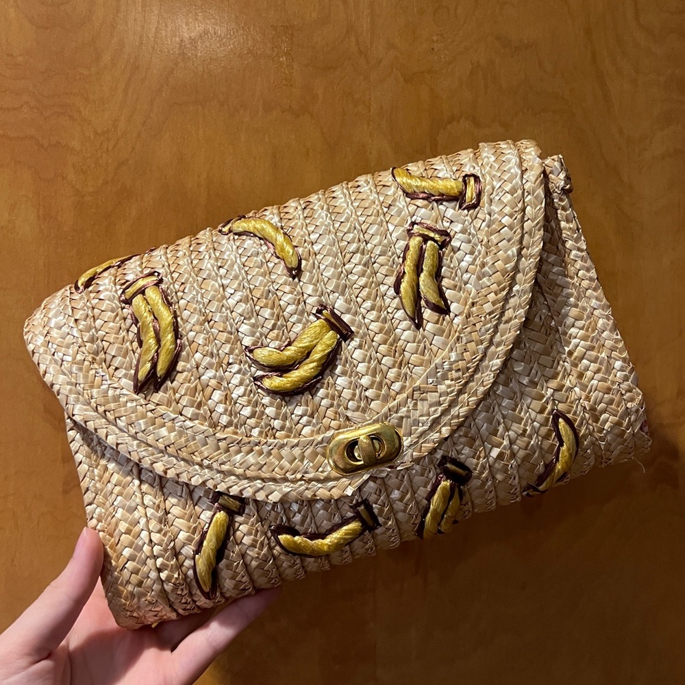 Funky Cool Banana Wheat Straw Clutch Bag
